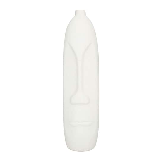 Set of 2 Beige Stoneware Contemporary Vase, 19" x 5" x 5"